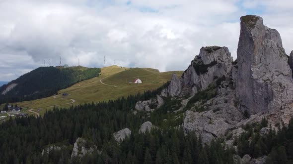 Aerial Landscape In Mountains Of Rarau, Romania