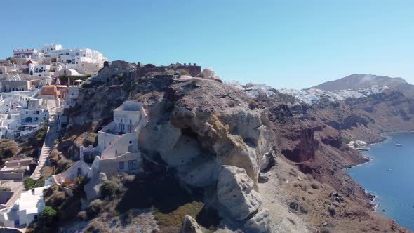 Greek Village Of Oia, Santorini Island, Greece. Aerial