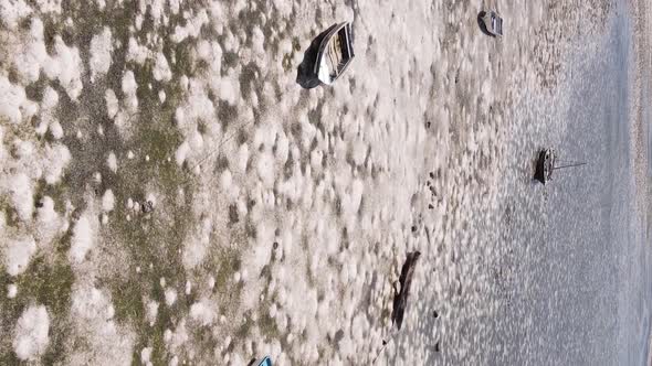 Zanzibar Tanzania  Vertical Video of Low Tide in the Ocean Near the Coast Slow Motion