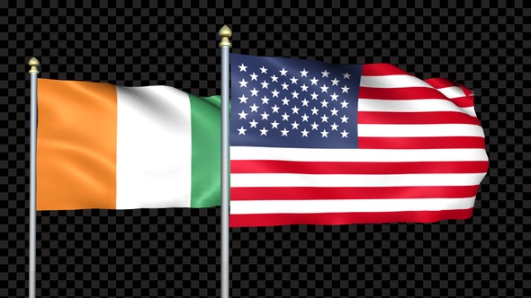 Cote D'ivoire And United States Two Countries Flags Waving