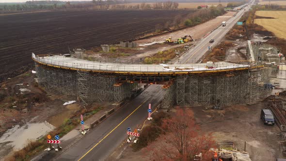 General Plan of the Structure of the Overpass with a Section of the Highway Made of Concrete.