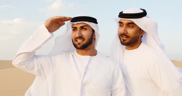 Young men spending a day in the dubai desert