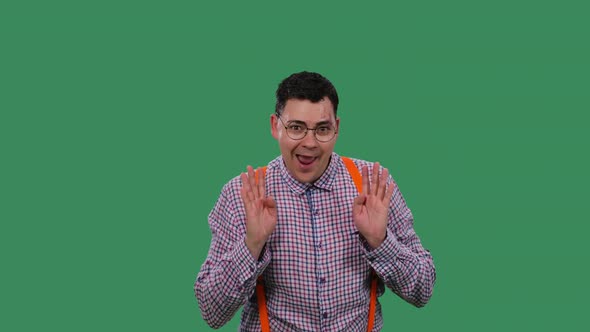 Portrait of a Dancing Man on a Green Screen