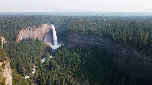 Helmcken Falls and the Murtle River winding through the vast and scenic Wells Gray Provincial Park i