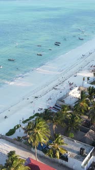 Vertical Video Boats in the Ocean Near the Coast of Zanzibar Tanzania