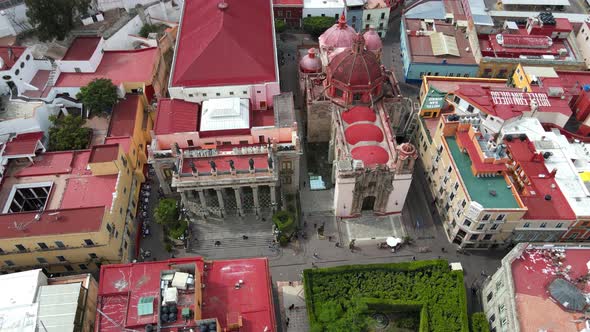 Theatro Juarez, Guanajuato, Mexico, Drone Shot 4k, Central Park