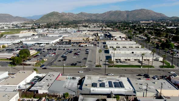 Aerial View To Industrial Zone and Company Storage Warehouse in RIverside