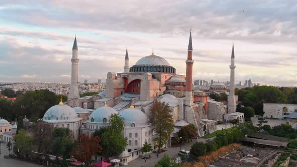 Hagia Sophia Drone Aerial View 