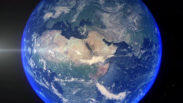 Realistic Earth Zoom Out Clouds Saudi Arabia Mecca