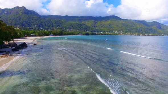 Aerial View Of Ocean, Beach and Mountains On The Tropical Island, Seychelles 6