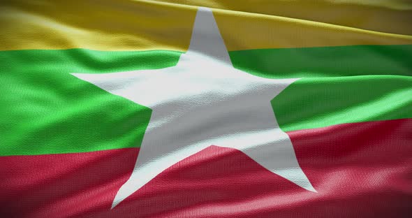 Myanmar waving flag loop 4K