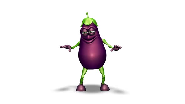 Fun Eggplant - Looped Dance on White Background