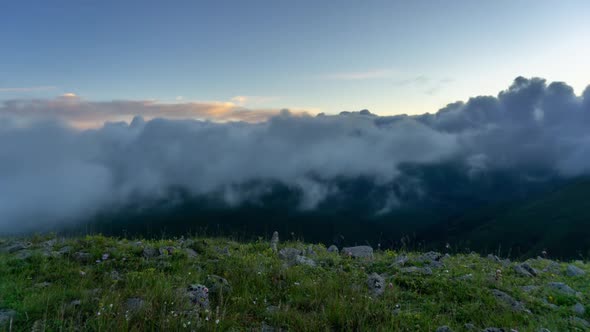 Fast Moving Dramatic Clouds in Mountains