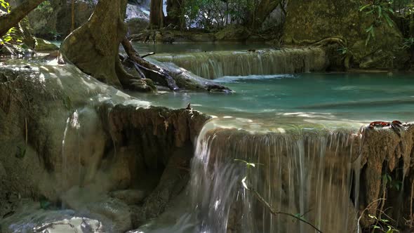 One of Waterfalls of Erawan Cascade in Thailand