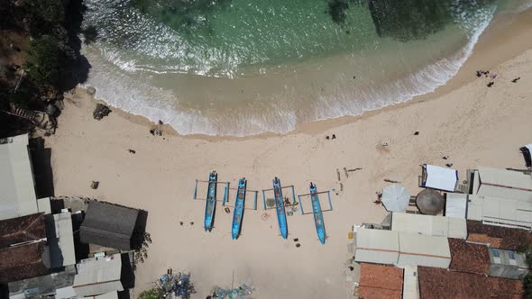 Aerial view of Gunung Kidul Tropical Beach in Indonesia