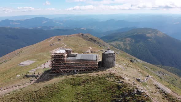 Aerial View Top of Pip Ivan Chernogorsky Mountain and Carpathian Mountain Range