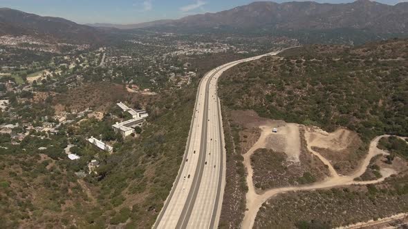 Aerial View of Roads Surrounded By Mountains in Glendale California