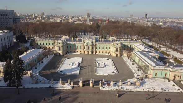 Aerial View To Famous Mariyinsky Palace in Winter Time