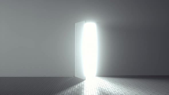 Door Opens and a Bright Light Flooding a Dark Room