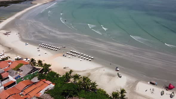 Sand dunes mountains and rain water lagoons at northeast brazilian paradise.