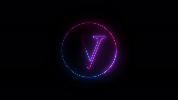 Neon Light V Text Intro Animation