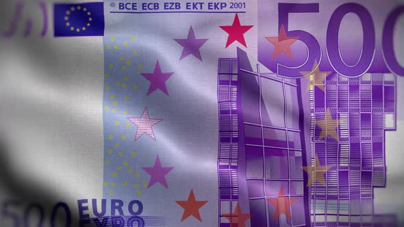 500 Euro Note Flag Loop Background 4K