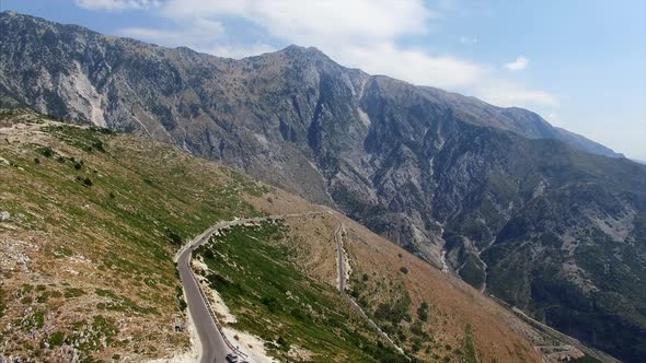 Mountain with road around it in Albania