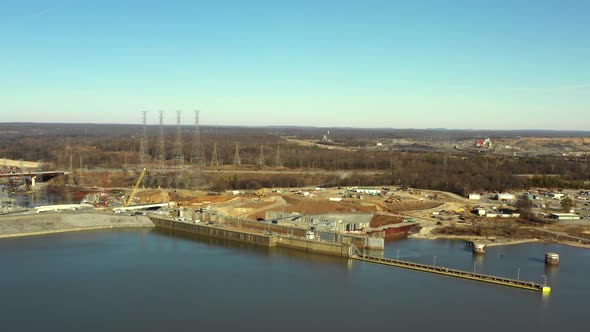 Aerial video Kentucky hydroelectric Dam shot with a drone