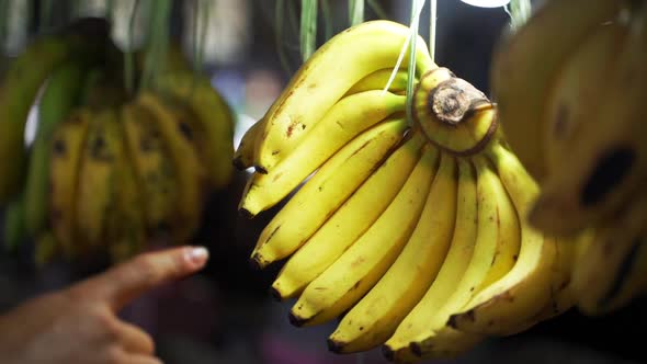 Pile of Ripe Bananas on a Local Market in Thailand