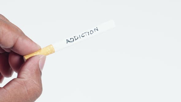 Hold Cigarette With Writing Addiction