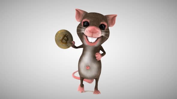 Fun 3D cartoon mouse with cryptocurrency