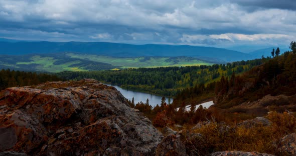 Mountain Lake Timelapse at the Summer or Autumn Time