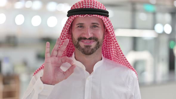 Arab Businessman Showing Ok Sign with Hand