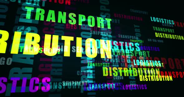 Transport logistics and distribution text loop abstract concept