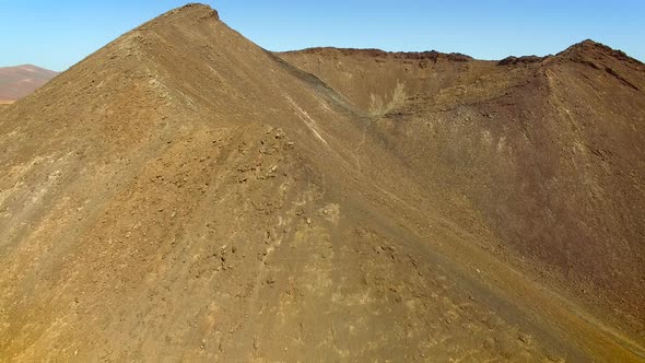 Aerial view of volcano path in the Caldera de Gairia at Fuerteventura.