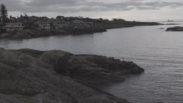 Panoramic View of Rocky Shore on the West Pacific Ocean Coast