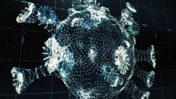 Animation of the 3D coronavirus bacteria floating in the virtual background alt