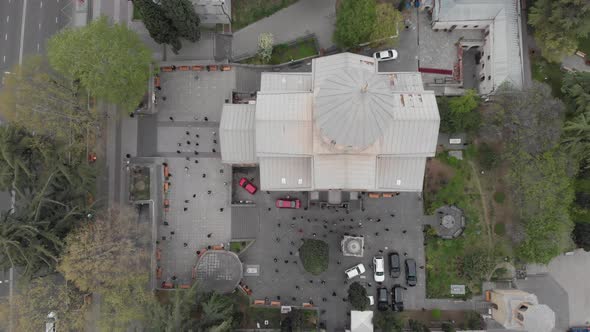 Aerial view on Kashveti Church of St, George on Shota Rustaveli Avenue