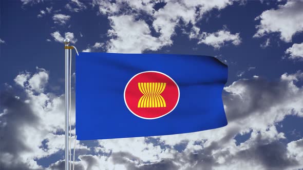 ASEAN Flag Waving 4k