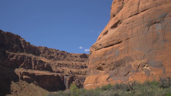 Arid cliffs and a blue sky