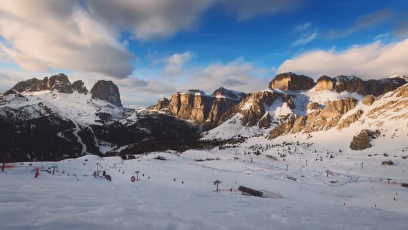 Timelapse of Ski Resort in Dolomites Italy