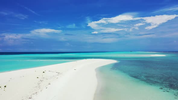 Aerial view panorama of tropical resort beach voyage by blue water with white sand background of a d