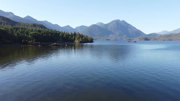 Kennedy Lake Aerial West Coast View Laylee Island, Vancouver Island, Canada