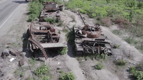 Exploded Military Equipment During the War in Ukraine