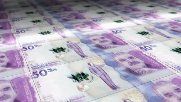 Colombia Peso money sheet printing seamless loop