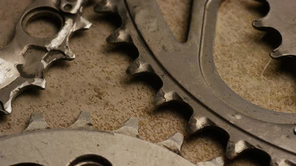Cinematic, rotating shot of gears