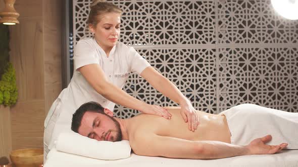 Treatment Massage for Full Body. Man Lead Healthy Lifestyle