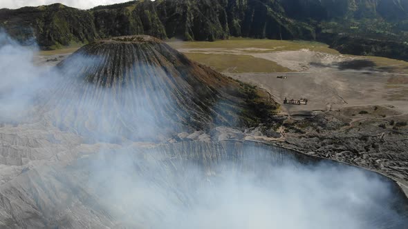 Mount Bromo Volcano Spews Thick Ash and Smoke Into the Sky From Crater