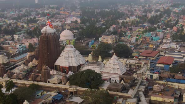 Orissa, India, Jagannath temple, 4k  aerial drone footage