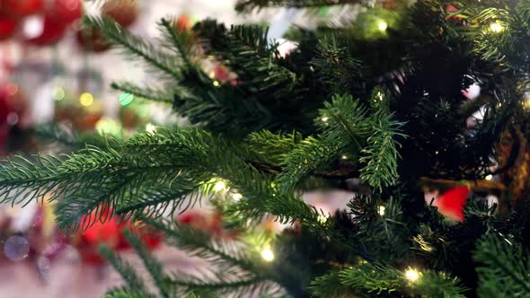 Decorations and Garlands on the Christmas Tree